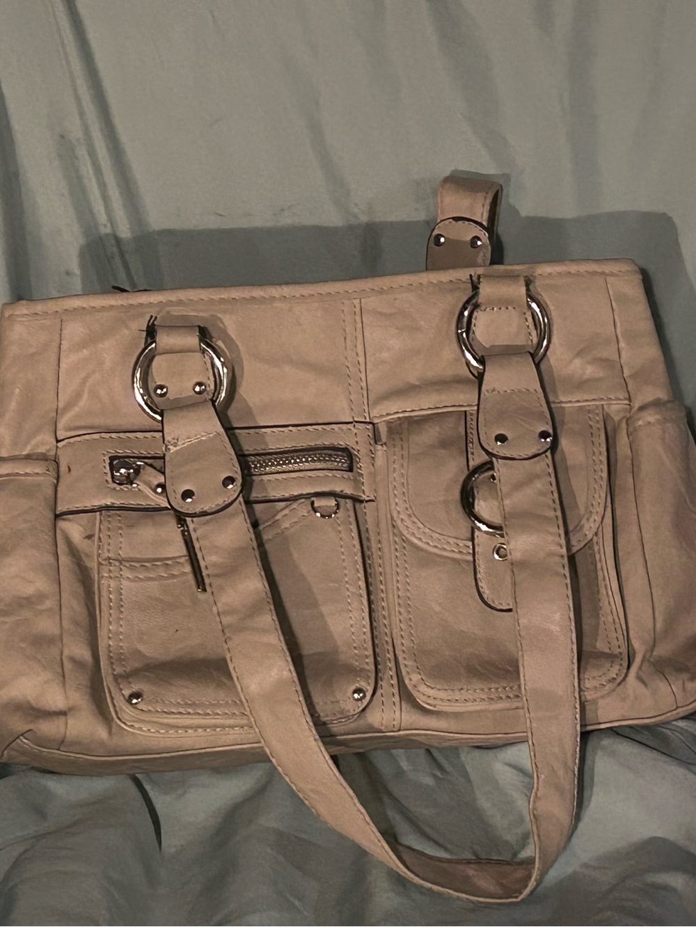 Beige Women's Tote Bag with/Pockets